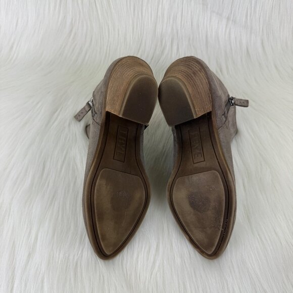 FRYE Judith Suede Ankle Double Zip Western Ankle Boot Bootie Sz Shoes 6.5 Taupe - Picture 6 of 10